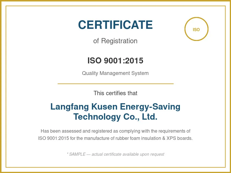 ISO 9001认证证书(样本)